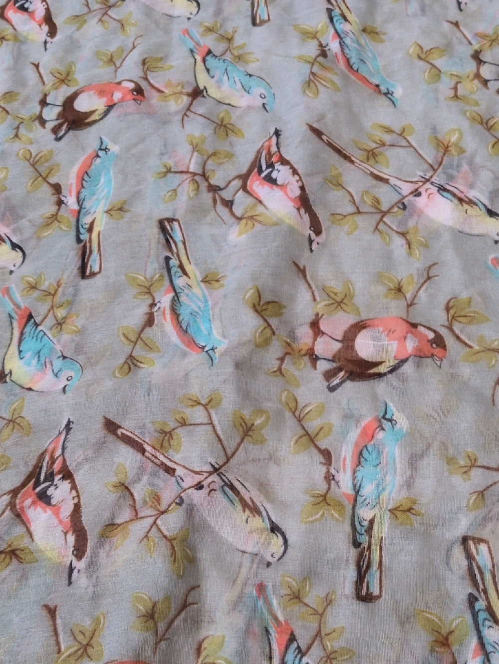 Beautiful Bird On Branches Print Scarf 38x70